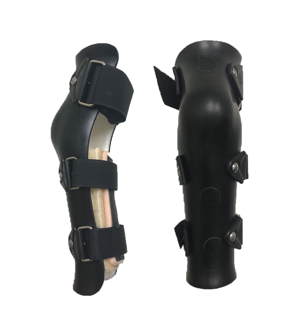 Front and back views of a non-jointed dog elbow brace